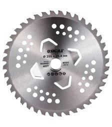 Диск для триммера Sigma с твердосплавными напайками Ø255×25,4мм, 40Т, 4 подрезных лопата (5624601)