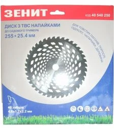 Диск для тримера Зеніт 255х25.4 мм, 40 ТВС зубців (40540250)