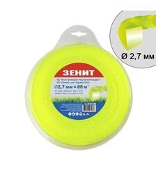 Волосінь для тримера Зеніт кручений квадрат 2,7 мм, 88 м (40527088)
