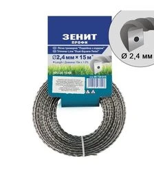 Волосінь для тримера Зеніт подвійна з кордом, 2,4 мм, 15 м (40724015)
