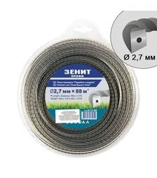 Волосінь для тримера Зеніт подвійна з кордом 2,7 мм, 88 м Зеніт (40727088)