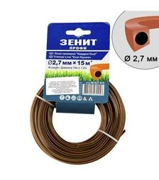 Леска для триммера Зенит квадрат 2,7 мм, 15 м (40627015)