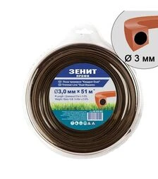 Волосінь для тримера Зеніт квадрат 3,0 мм, 51 м Зеніт (40630051)