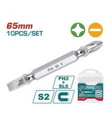 Набір біт TOTAL TAC16HL133, PH2+SL6, 65 мм, 10 шт. (TAC16HL133)
