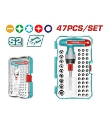 Набор отверток TOTAL TACSD30476 Т-образная отвертка, биты, торцевые головки, 47 шт. (TACSD30476)