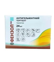 Противоразитарный препарат Фензол - 250 таблетки №24, 1 пачка