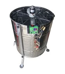 Медогонка 4-х рамкова поворотна нержавіюча, ремінний привід, з електроприводом Pulse, з підставкою (MP0009MP)