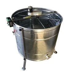 Медогонка 6-ти рамкова напівавтоматична оцинкована, з ремінним електроприводом Pulse 100 Вт, з підставкою (MP006P)