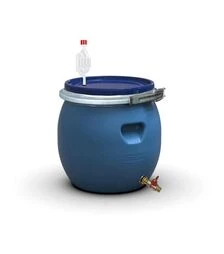 Бочка для брожения Litolan 35 л, с гидрозатвором и латунным краном 1/2" (29665М)