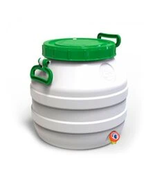 Бидон пищевой Европласт 35 л, с вентильным краном, зеленая крышка (173451)