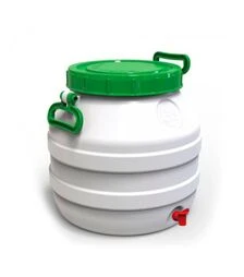 Бидон пищевой Европласт 35 л, с пластиковым краном, зеленая крышка (173452)