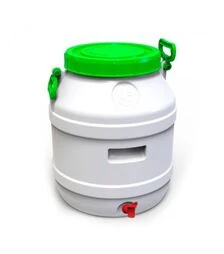 Бидон пищевой Европласт 45 л, с пластиковым краном, зеленая крышка (173312)