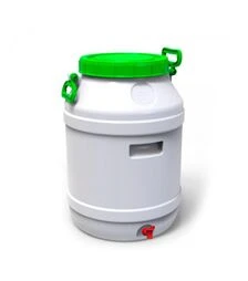Бидон пищевой Европласт 55 л, с пластиковым краном, зеленая крышка (172762)