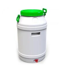 Бидон пищевой Европласт 65 л, с пластиковым краном, зеленая крышка (172583)
