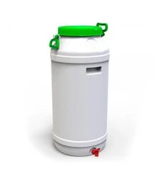 Бидон пищевой Европласт 75 л, с пластиковым краном, зеленая крышка (172422)