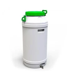 Бидон пищевой Европласт 75 л, с нержавеющим краном, зеленая крышка (172423)