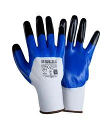 Перчатки трикотажные Sigma усиленные пальцы с частичным нитриловым покрытием, размер 10 (9443641)