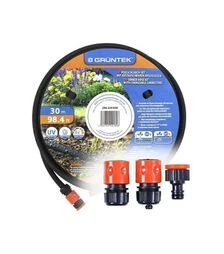 Шланг для капельного полива GRUNTEK, 1/2", 30 м, с коннекторами и штуцером (296224030)