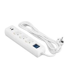 Мережевий подовжувач-фільтр 2E 3х1,5 мм², 3 розетки, USB-A/C, білий, 3 м (2E-SP315M3USBWH)