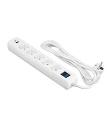 Мережевий подовжувач-фільтр 2E 3х1,5 мм², 5 розеток, USB-A/C, білий, 3 м (2E-SP515M3USBWH)