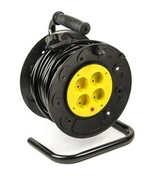 Мережевий подовжувач на котушці PowerPlant 2x1,0 мм², 40 м, 4 розетки (PPRA08M400S4)