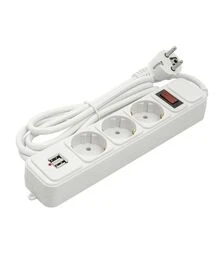 Мережевий подовжувач-фільтр PowerPlant 3x1,5 мм², 3 розетки, 2xUSB, 1,8 м (PPSA10M18S3U)