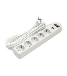Мережевий подовжувач-фільтр PowerPlant 3x1,5 мм², 5 розеток, 2xUSB, 5 м (PPSA10M50S5U)