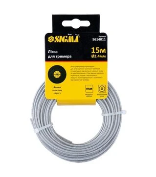 Леска для триммера Sigma с алюминиевым кордом Ø2,4мм, 15м (5614011)