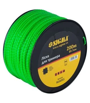 Леска для триммера Sigma витый квадрат Ø2,7мм, 200м катушка (5616351)
