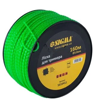 Леска для триммера Sigma витый квадрат Ø3,0мм, 160м катушка (5616411)