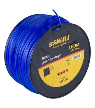 Леска для триммера Sigma квадрат Ø3,0мм, 160м катушка (5617411)