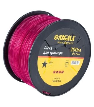 Леска для триммера Sigma звезда Ø2,7мм, 200м катушка (5620351)