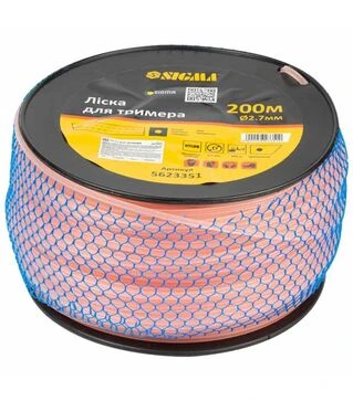 Ліска для тримера Sigma армований квадрат Ø2,7мм, 200м котушка (5623351)
