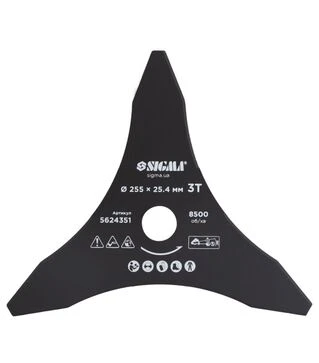 Нож для триммера Sigma Ø255×25,4мм, остроконечный 3Т (5624351)