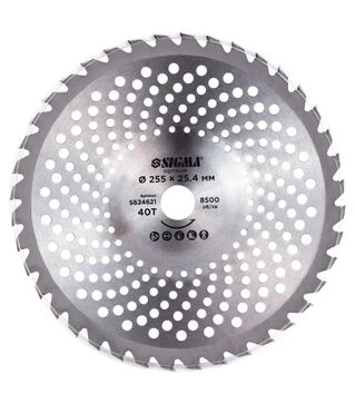 Диск для тримера Sigma з твердосплавними напайками Ø255×25,4мм, 40Т, хвилеподібний (5624621)