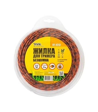 Леска для триммера MASTERTOOL SPIRAL, бесшумная, 2,7 мм, 71 м блистер (19-1613)