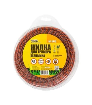 Волосінь для тримера MASTERTOOL SPIRAL, безшумна, 3 мм, 57 м блістер (19-1614)
