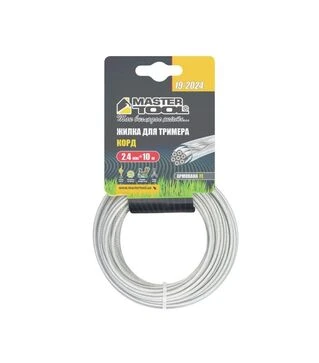 Корд для триммера MASTERTOOL со стальным сердечником 2,4 мм, 10 м (19-2024)