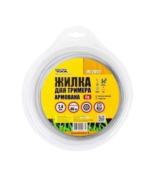 Корд для триммера MASTERTOOL со стальным сердечником 2,4 мм, 46 м блистер (19-2012)