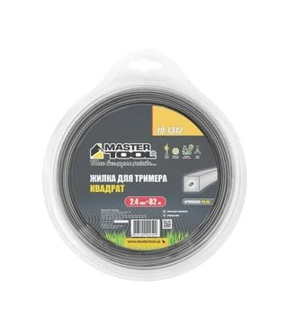 Леска для триммера MASTERTOOL квадратная, армированная, 2,4 мм, 82 м блистер (19-1312)