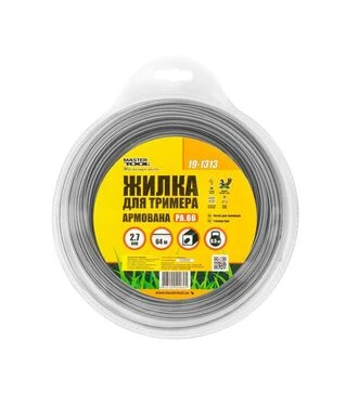 Леска для триммера MASTERTOOL квадратная, армированная, 2,7 мм, 64 м блистер (19-1313)