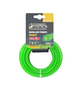 Леска для триммера MASTERTOOL квадрат витая, 2,4 мм, 15 м (19-1224)