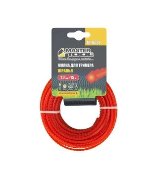 Волосінь для тримера MASTERTOOL ПІРАНЬЯ, квадрат зубчатий, 2,7 мм, 15 м (19-0527)