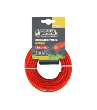 Волосінь для тримера MASTERTOOL ПІРАНЬЯ, квадрат зубчатий, 3 мм, 15 м (19-0530)