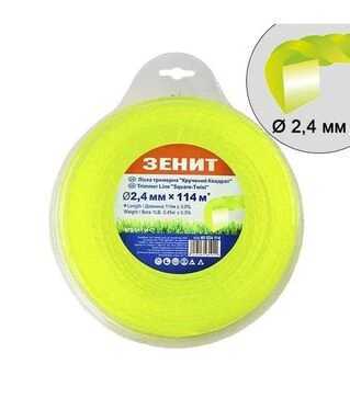 Волосінь для тримера Зеніт кручений квадрат 2,4 мм, 114 м (40524114)