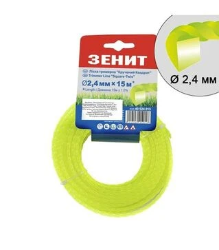 Леска для триммера Зенит крученый квадрат 2,4 мм, 15 м (40524015)