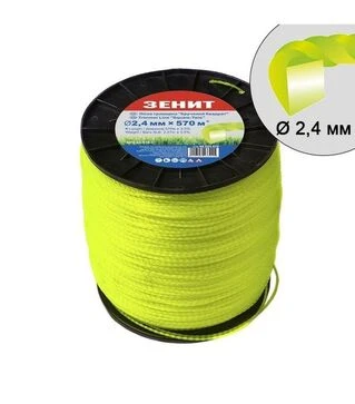 Леска для триммера Зенит крученый квадрат 2,4 мм, 570 м (40524570)