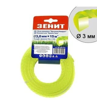 Леска для триммера Зенит крученый квадрат 3,0 мм, 15 м (40530015)