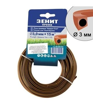Волосінь для тримера Зеніт квадрат 3,0 мм, 15 м (40630015)