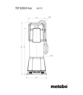 Насос занурювальний напірний Metabo TDP 6200/4 Inox, 1100 Вт (601772000)